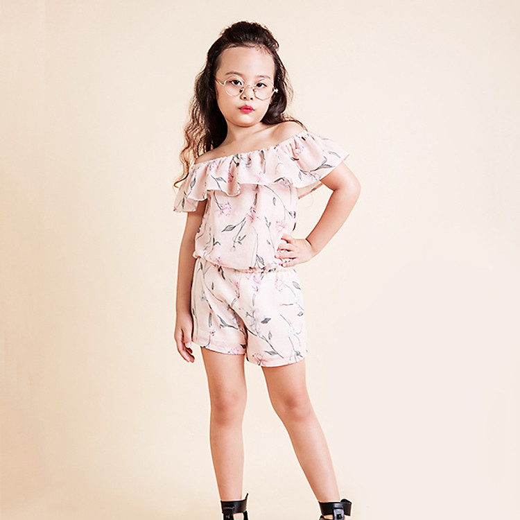 Jumpsuit cộc họa tiết cành cây Lovekids