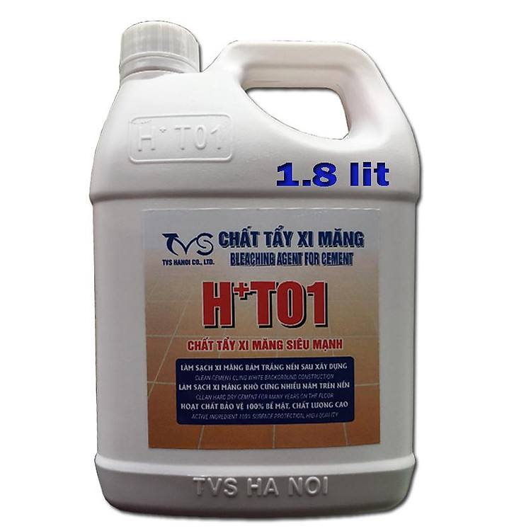 Chất tẩy mốc xi măng trên nhiều chất liệu, tẩy rong rêu, tẩy gạch cũ bẩn, tẩy ron gạch siêu mạnh HT01-TVS -1,8L (sản phẩm mới hoạt chất bảo vệ bề mặt 100%, chất lượng cao)