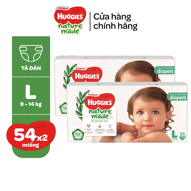 Combo 2 Tã Huggies Platinum NatureMade Chính hãng Giá rẻ