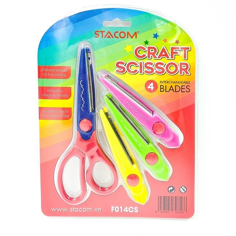 Kéo Cắt Giấy Stacom Thay Lưỡi F014CS (4 lưỡi kéo)