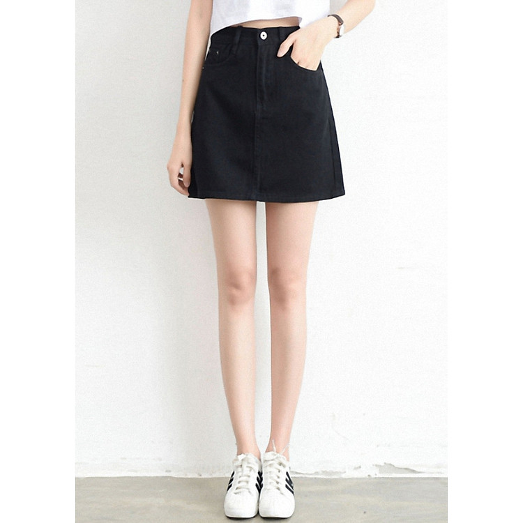 Chân váy JEAN nữ cạp cao dễ thương-CV05