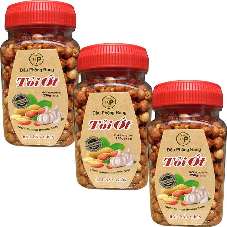 3 hũ đậu phộng sấy giòn tỏi ớt loại ngon MỖI HŨ 250G