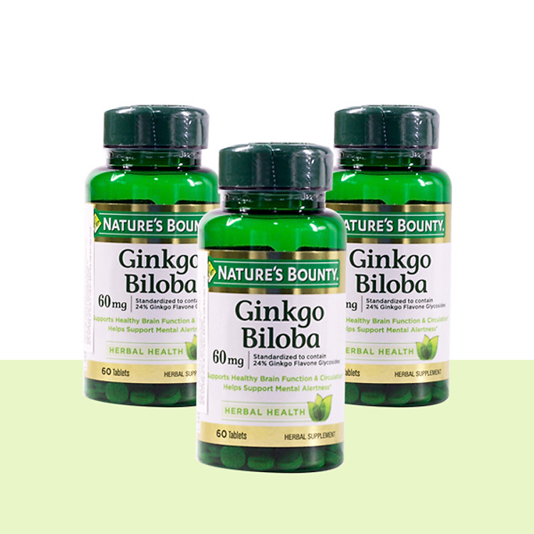 Combo 3 Chai Viên Uống Bổ Não Ginkgo Biloba Nature's Bounty - 60 Viên