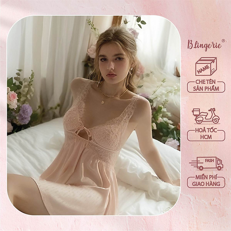 Váy Ngủ Phối Ren (Không kèm áo choàng) - B.Lingerie