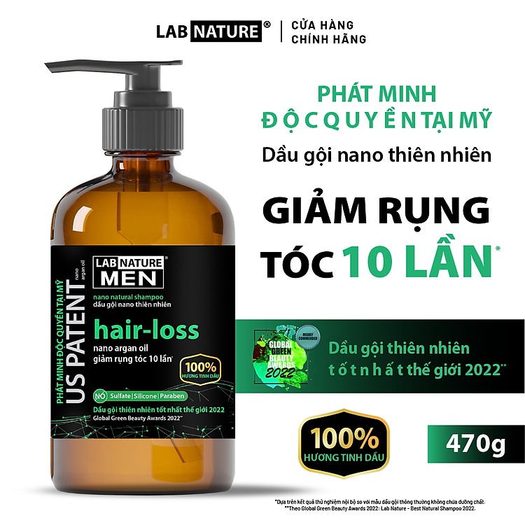 Dầu gội Lab Nature Men Hair-loss 470g - Công nghệ Nano Giảm Rụng Tóc 10 Lần
