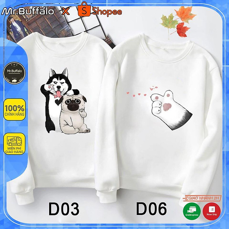 Áo nỉ sweater nam nữ cute - Áo cặp thu đông quàng thượng