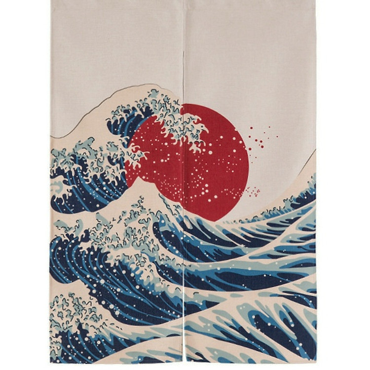 Màn rèm noren Nhật Bản 85x120cm - Sóng biển