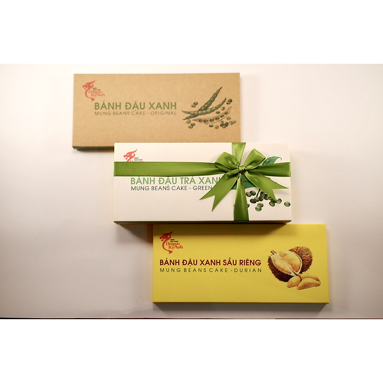 3 hộp bánh đậu xanh (nguyên vị, trà xanh, sầu riêng)