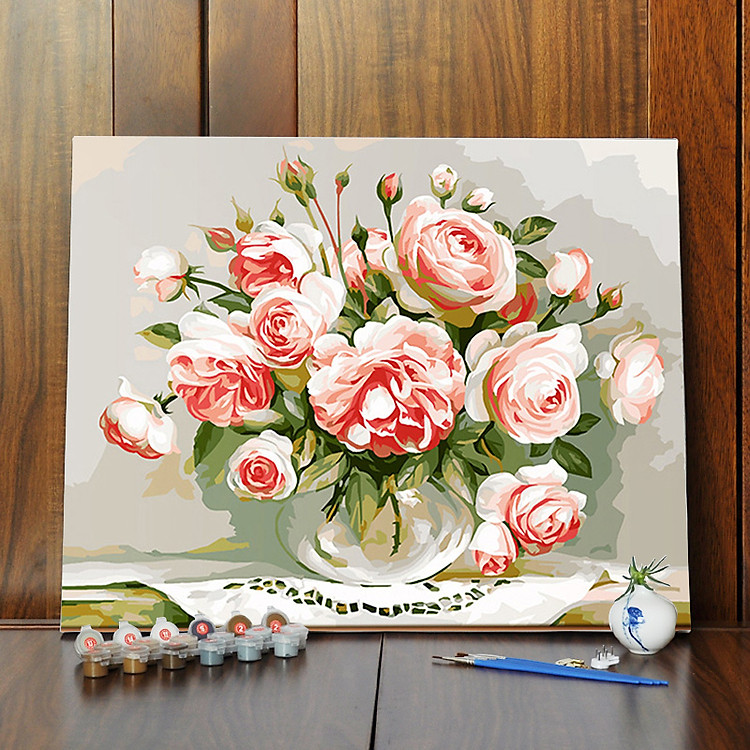 Tranh sơn dầu số hóa hoa hồng kiêu sa 04