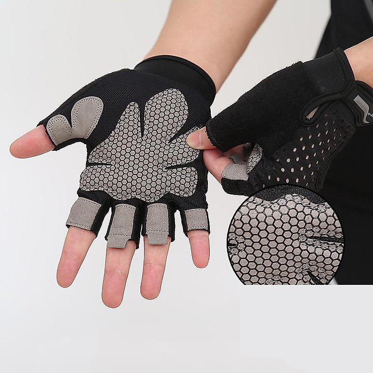 Găng tay tập gym Unisex hở ngón cao cấp AK.16