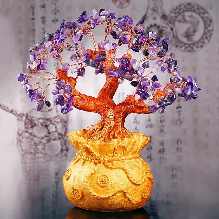 Cây Tài lộc đá Thạch Anh Tím 21.5 cm