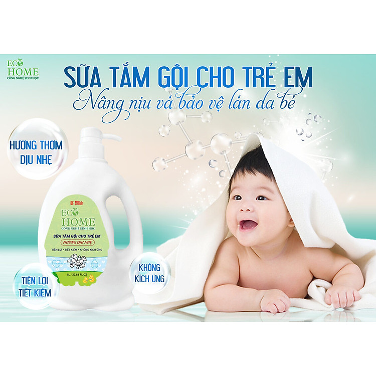 Sữa Tắm Gội Trẻ Em Ecohome 1000ml Chính hãng Ưu đãi - Hình ảnh 3