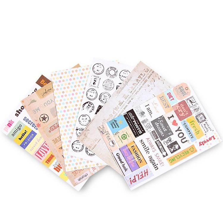 Bộ 6 tấm sticker trang trí vintage