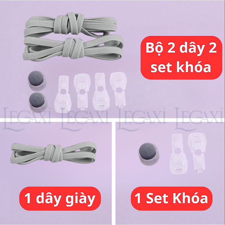 Dây giày thời trang co giãn không cần buộc kèm khóa phụ kiện tiện dụng giày thể thao sneaker cho người lớn và trẻ em