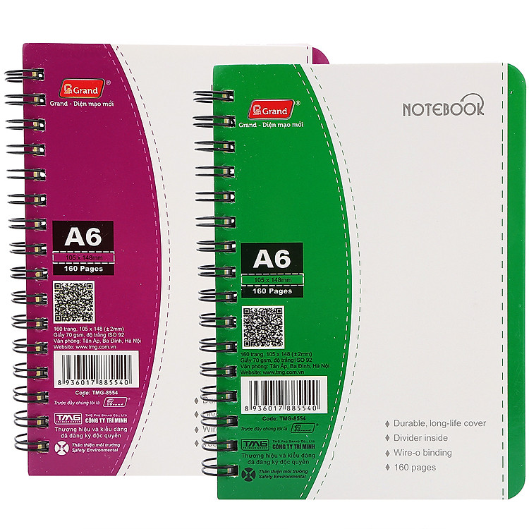 Bộ Sổ Lò Xo Grand 8554 A6 (160 trang)