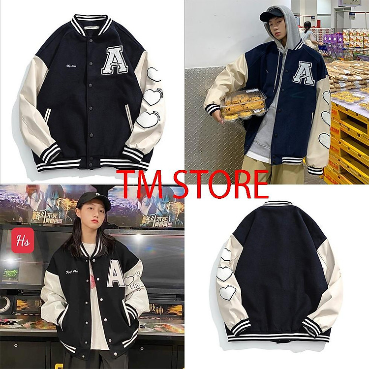 Áo Khoác Bomber Bóng Chày Chữ A Unisex Nam Nữ SP000428