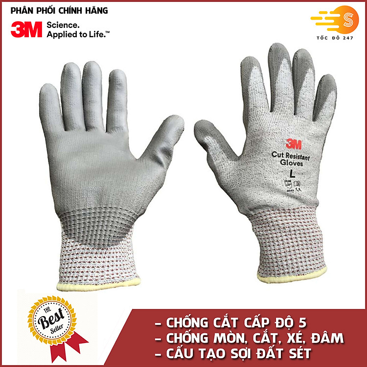 Găng tay chống cắt cấp độ 5 3M GTCC - size XL, màu xám trắng