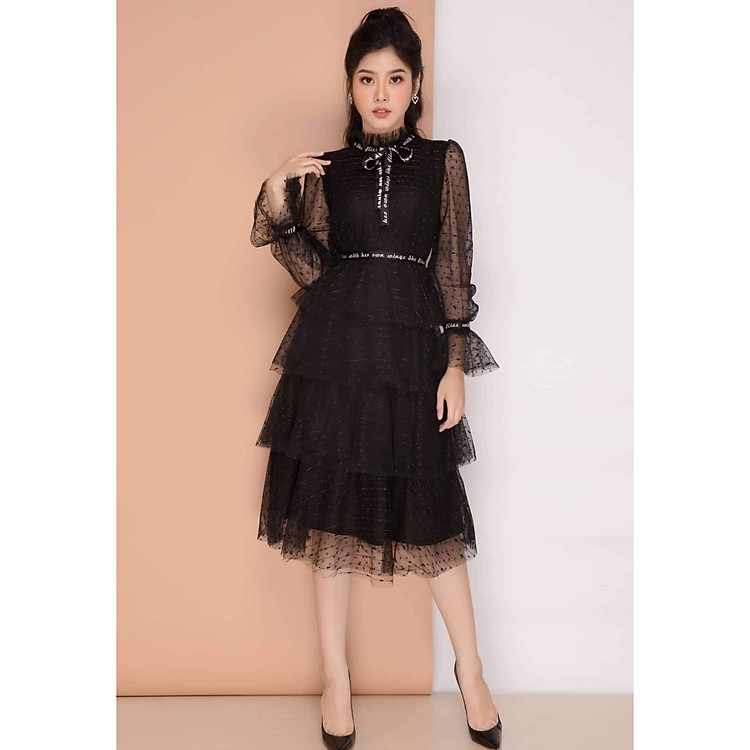Đầm Xòe Ren Tầng Tiểu Thư Đẹp Kiêu Sa