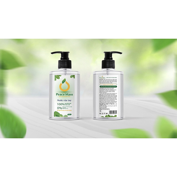 Nước Rửa Tay Gốc Thực Vật Peace Mass (Thuộc nhóm Sản phẩm Lành tính ) Chai 340ml