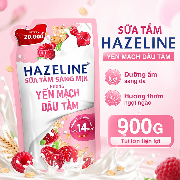 Sữa Tắm Hazeline Dưỡng Ẩm Sáng Da Chính Hãng Hương Thơm Dễ Chịu – Chai 1kg / Túi 900g
