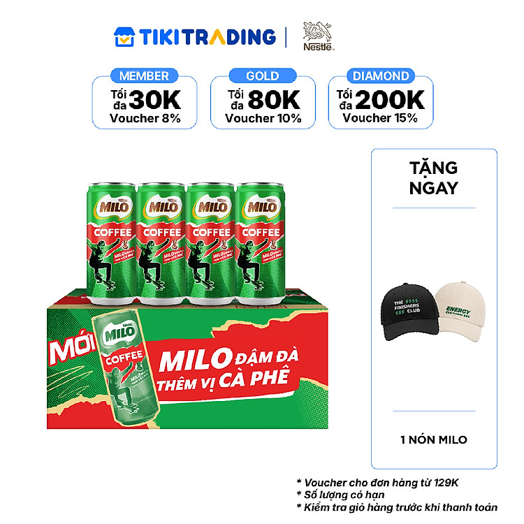 Thùng 24 Lon Sữa Lúa Mạch Nestle Milo Pro Cà Phê Lon 220ml