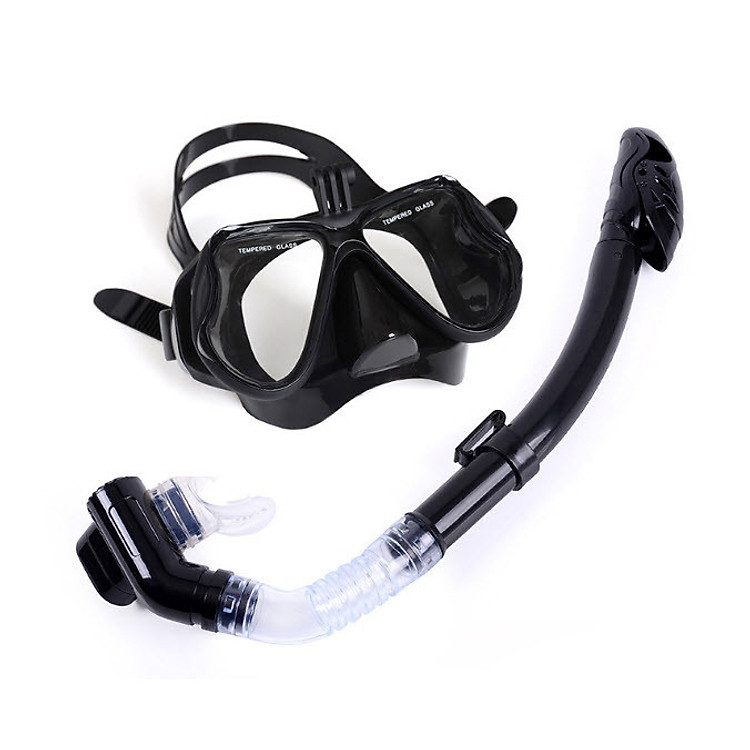 Mặt Nạ Lặn Kính Cường Lực YESURE chất liệu Polycarbonate chống hơi nước, dây đeo và phần viền silicon tạo cảm giác thoải mái khi đeo , chống tia UV có chân gắn Gopro - Kèm ống thở van 1 chiều cao cấp