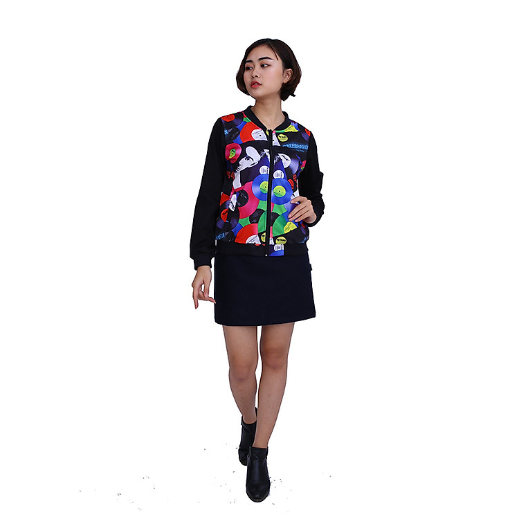 Áo Khoác Bomber Hình Đĩa Nhạc