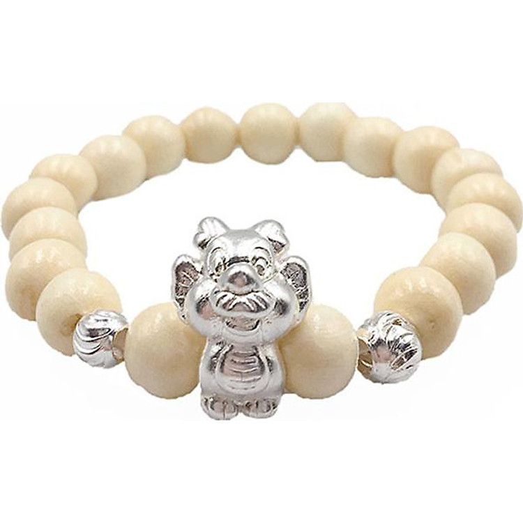 Vòng Tay Dâu Tằm Bi Bạc Charm Rồng Cho Bé Tuổi Thìn