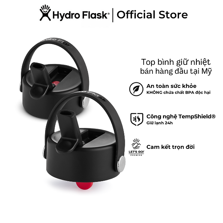 Nắp thay thế Hydro Flask Wide Flex Straw Cap Black- Hàng chính hãng (Season 2024)