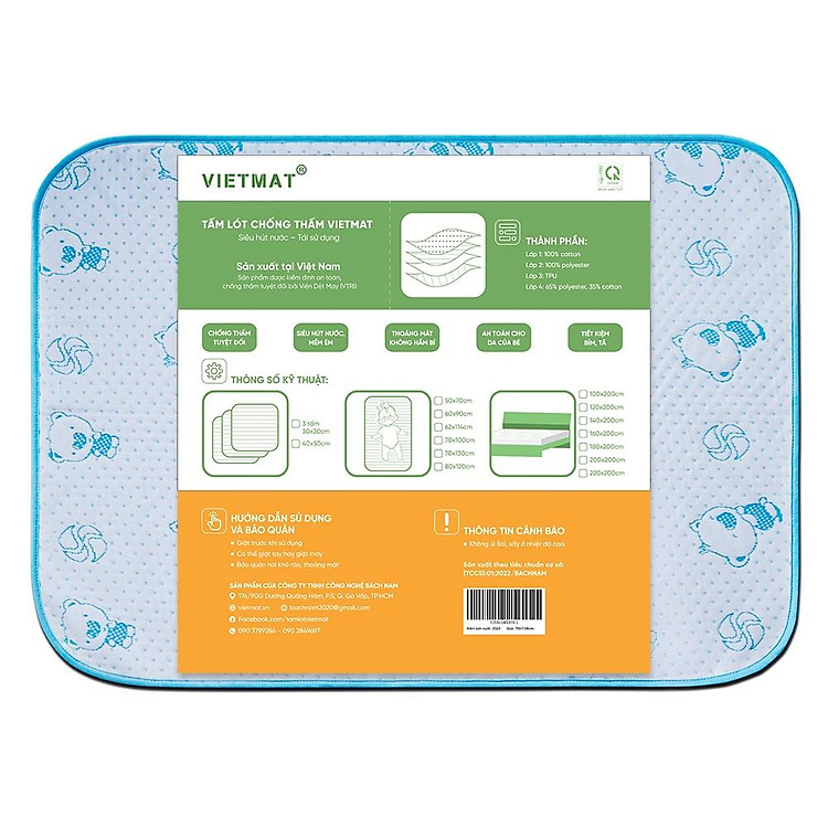 Tấm lót chống thấm VIETMAT cho bé Chính hãng Ưu đãi - Hình ảnh 3
