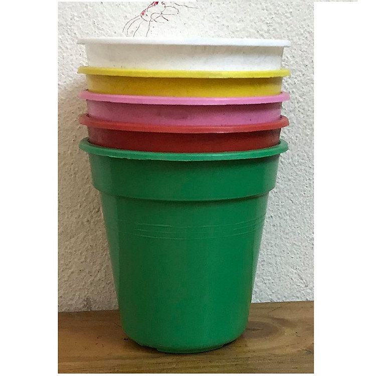 Combo 5 Chậu Nhựa Trồng Cây Mini Hình Tròn Nhiều Màu Siêu Đẹp Kích Thước 8x8x8 Cm