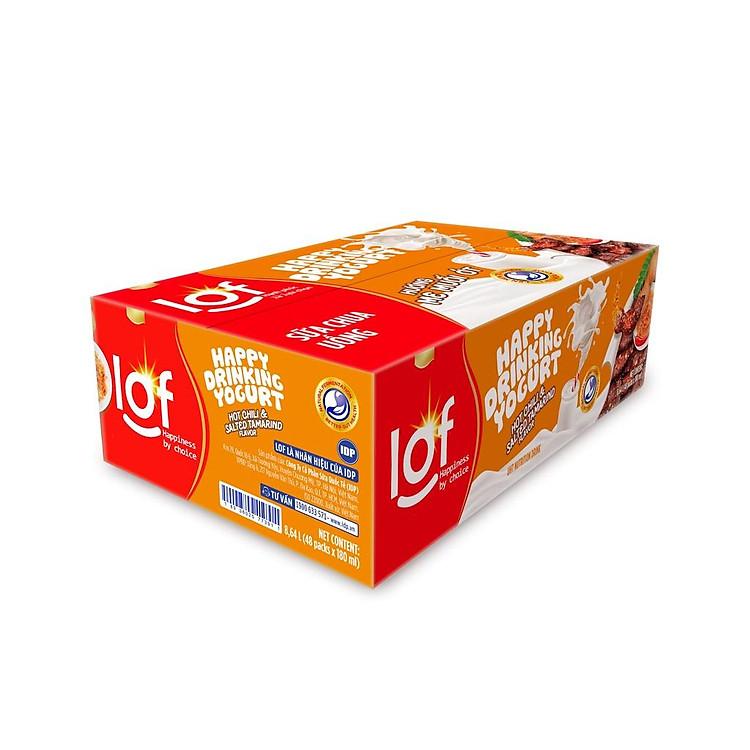 LOF_Sữa Chua Uống Me Muối Ớt Thùng 48 Hộp x 180ml
