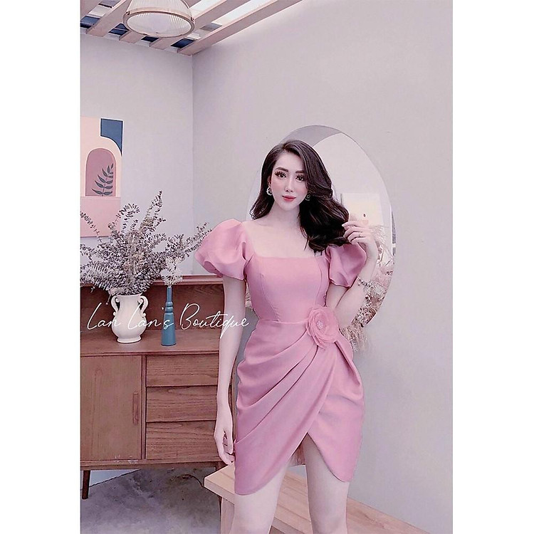 Orange.vn Đầm chéo hoa hông ( hồng, xanh, vàng ) dễ thương cho nàng dạo phố dự tiệc thời trang nữ