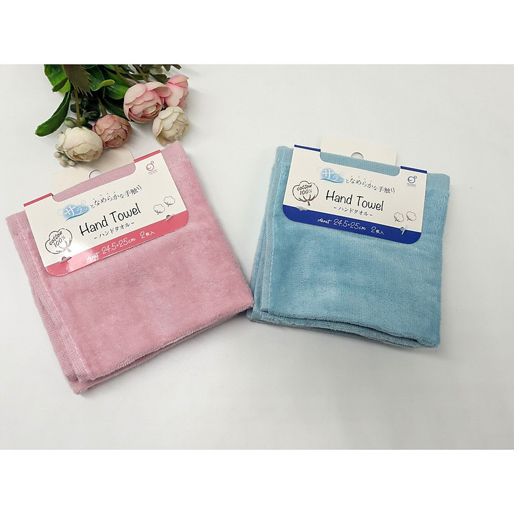 Bộ 2 khăn mặt mềm mịn cho bé 100% cotton nội địa Nhật Bản