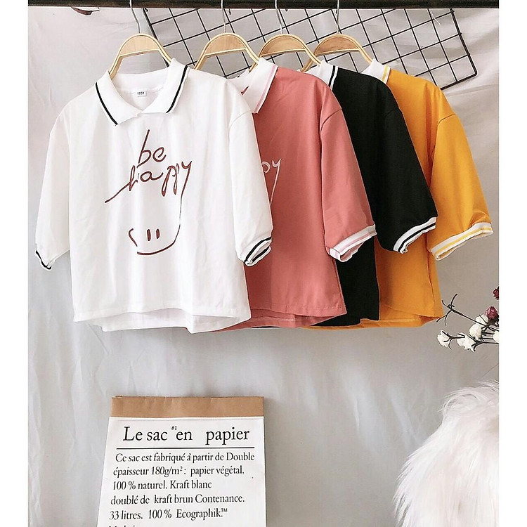 ÁO THUN CROPTOP FORM RỘNG TAY LỠ - ÁO NHÓM CROP NGẮN TAY CỔ BẺ PETER 31