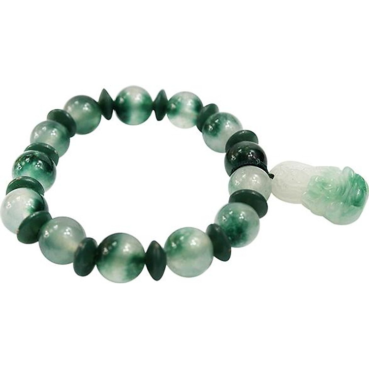 Vòng Tay Thạch Anh Xanh Trắng Charm Phật Mắn Tài Lộc Bình An PTHL2018 VT68