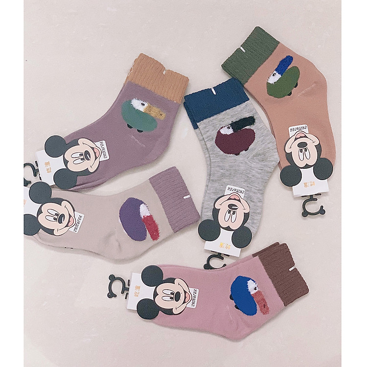 Set 5 Đôi Vớ Trẻ Em Cổ Cao Hoạt Hình