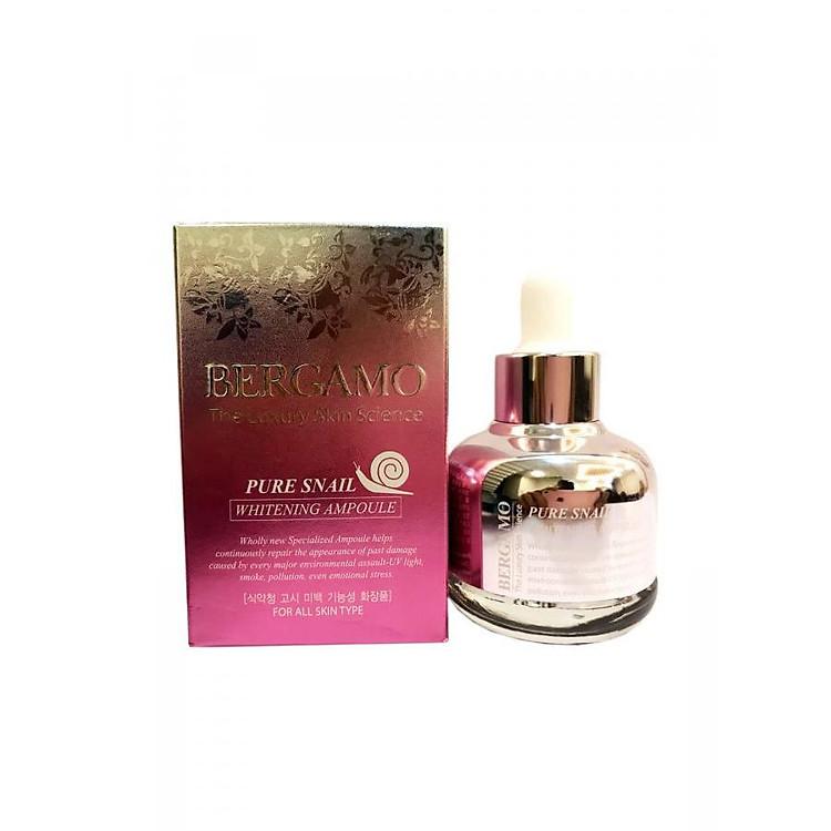 Serum Dưỡng Ẩm Chuyên Sâu Chiết Xuất Ốc Sên Bergamo Pure Snail Whitening Ampoule 30ml