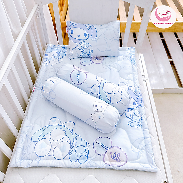 Bộ gối nệm trẻ sơ sinh Katina House, vải Tencel mềm mịn, mát, nệm chống thấm
