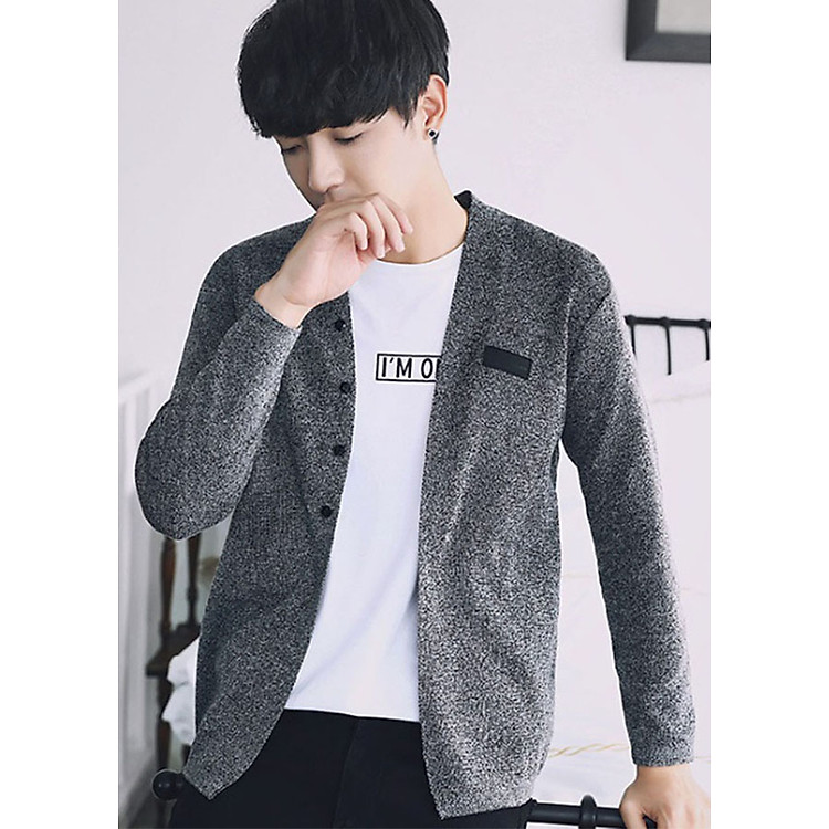 Áo Khoác Cardigan Len Nam 2018 CARDI03 + Tặng Kèm 1 Áo Thun Ngắn Tay Cổ Tròn