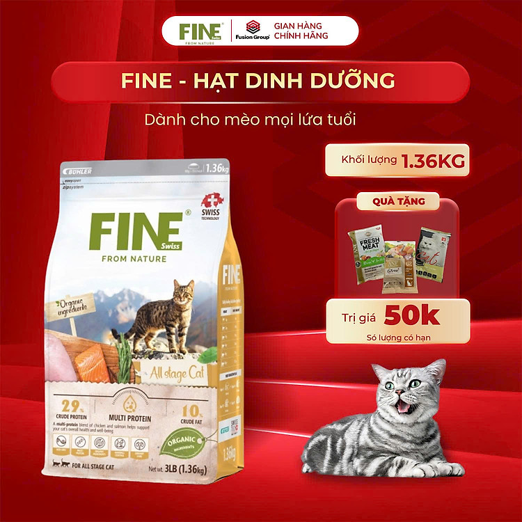 FINE – Thức ăn hữu cơ tự nhiên cho mèo 1.36KG