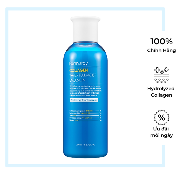Sữa Dưỡng Ẩm Trắng Da & Chống Lão Hóa Collagen _ Farmstay Collagen water full moist Emulsion