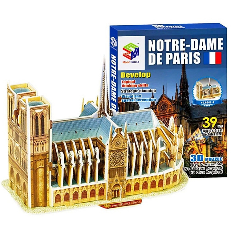 Mô Hình Giấy 3D Magic Puzzle : Nhà Thờ Đức Bà Paris (39 Chi Tiết)