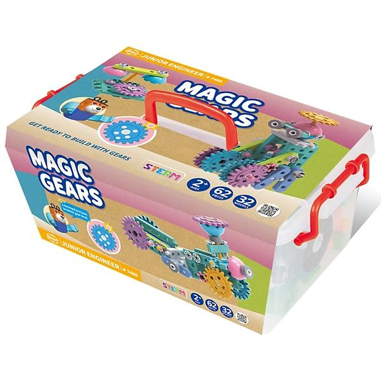 Đồ Chơi Lắp Ráp Bánh Răng Sáng tạo Junior Engineer Magic Gears - Gigo Toys #7460 (62 Mảnh Ghép)