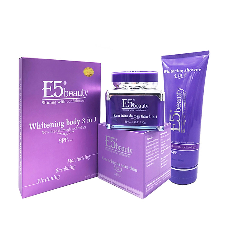 Combo Tắm trắng (150g) & kem trắng da toàn thân 150 gam & Sữa tắm (250ml) E5beauty