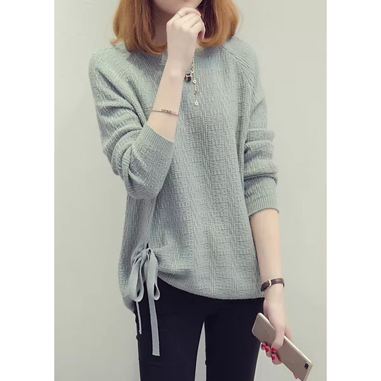 Áo len cột nơ cổ tròn mịn mềm TK01337