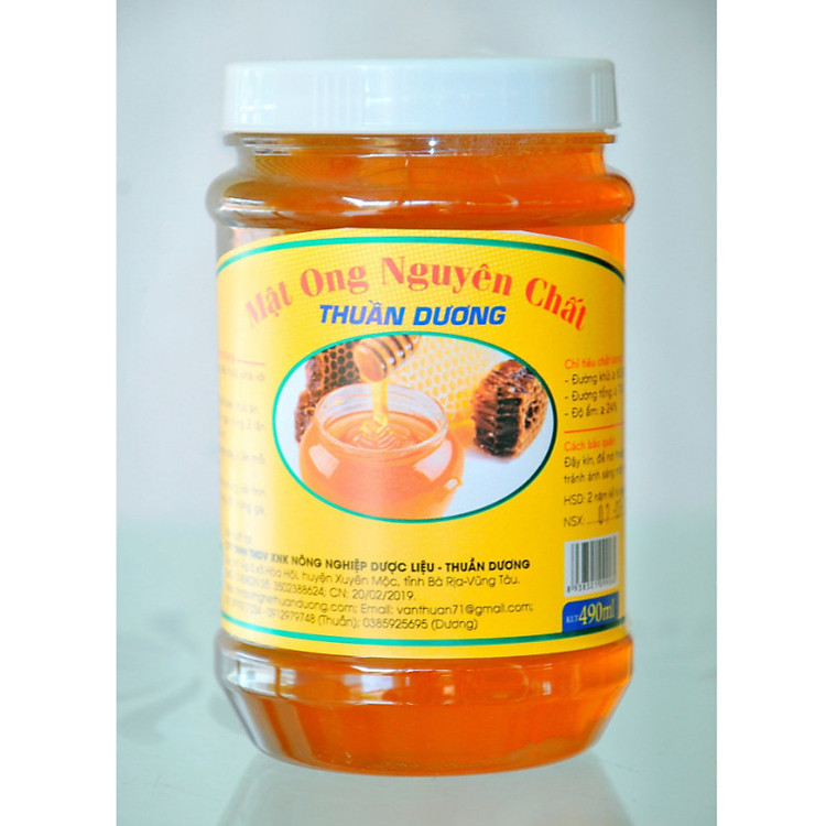 Mật ong nguyên chất (490ml) - Hàng chính hãng thương hiệu Thuần Dương