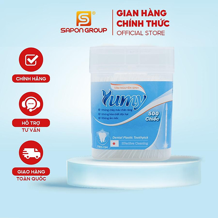 Tăm xỉa răng Cao Cấp, Tăm nhựa YUMY hộp đứng (TN11-134) 500 cái/ hộp