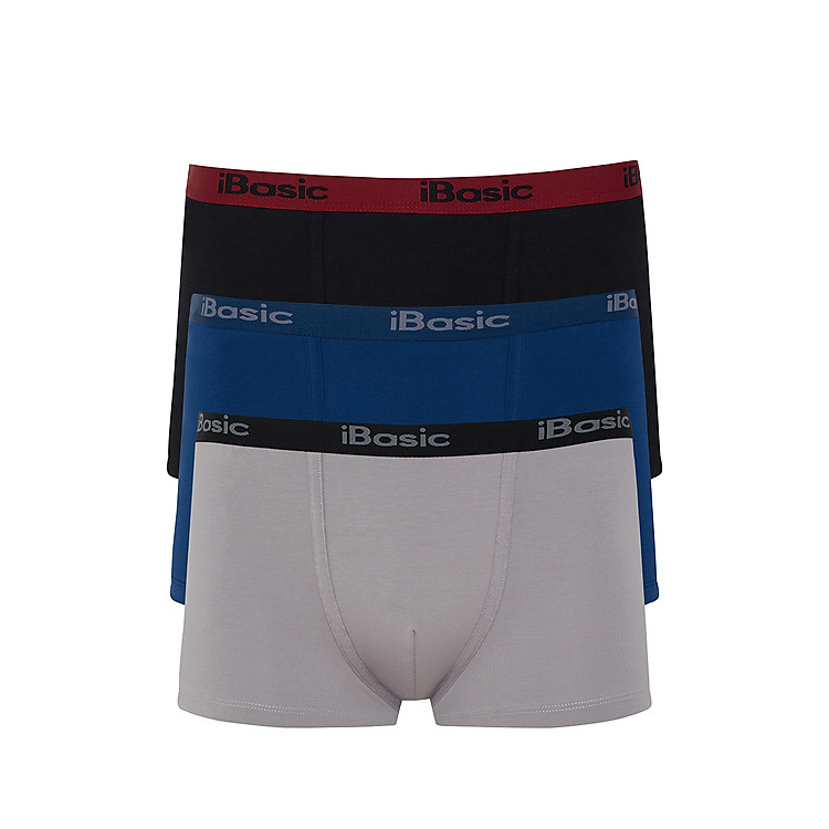 Combo 3 quần lót nam trunk iBasic PANM078 - Đen/Xám/Xanh
