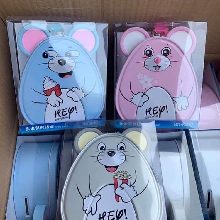 Két Sắt Cho Bé Đựng Tiền Mini Hình Chuột Và Heo - Có Khóa